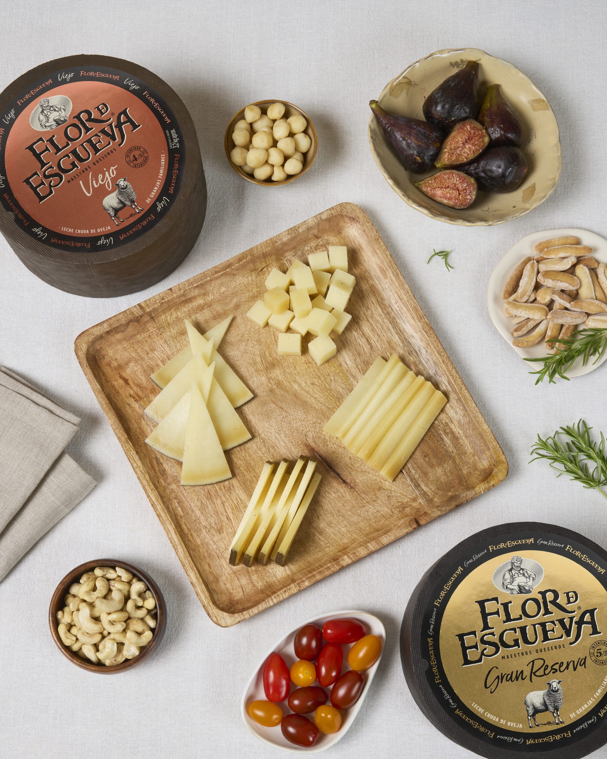 colocación de los quesos en la tabla